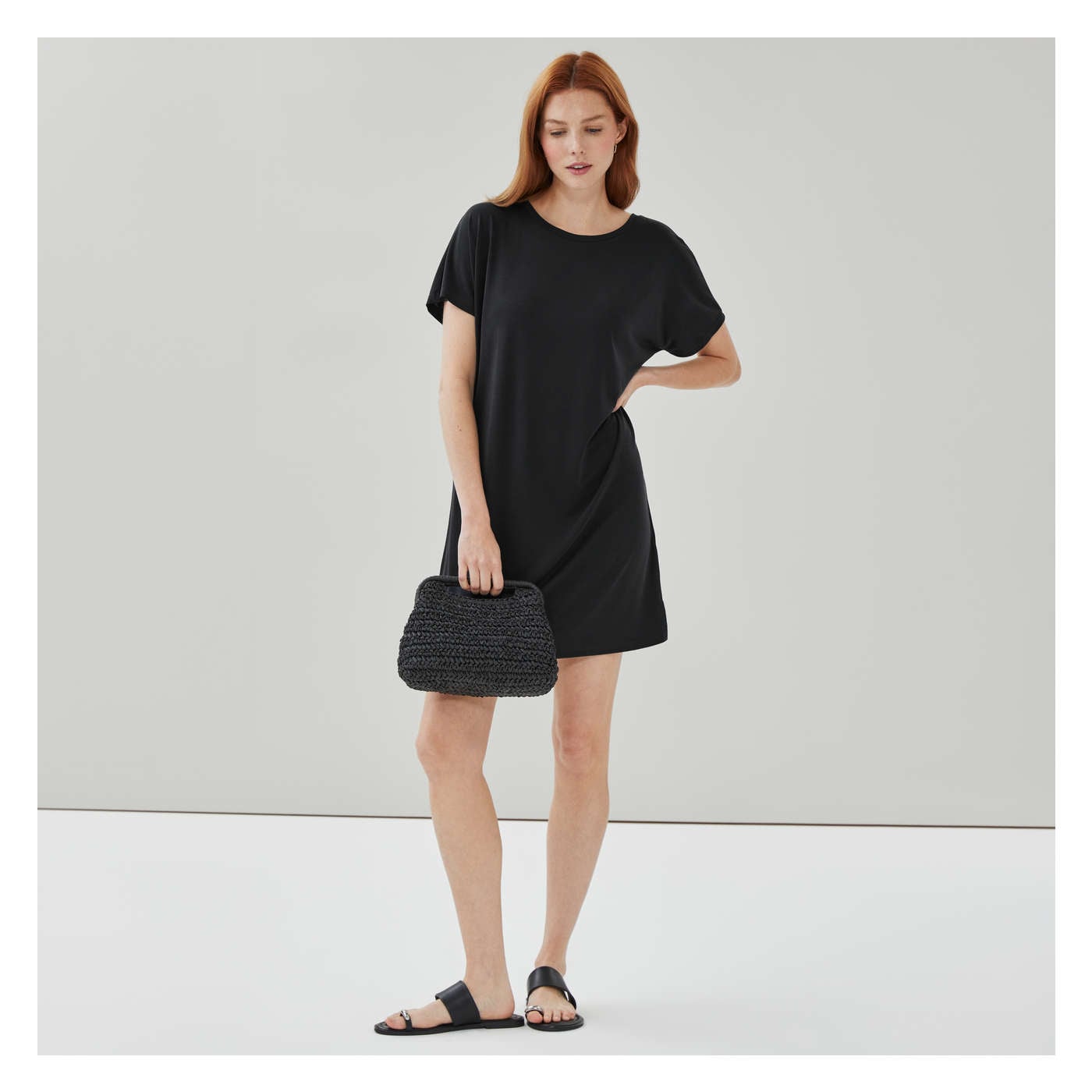 Sandwash T-Shirt Dress in JF Black from Joe Fresh